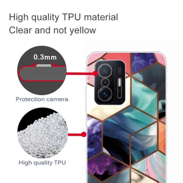 Marble Xiaomi 11T / 11T Pro Suojakotelo - Värikäs Cube Tile Multicolor