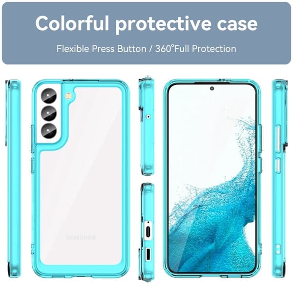 Samsung Galaxy S23 Plus smart akryl cover - Gennemsigtig Blå Blue