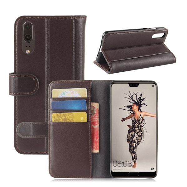 Huawei P20 Äkta läder fodral - Brun Brun