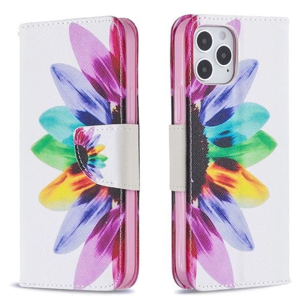 Wonderland iPhone 12 Pro / iPhone 12 flip etui - Farverigt Kronblad Multicolor