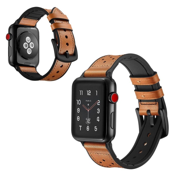 Apple Watch Series 5 44 mm klockarmband i äkta läder - Brun Brun