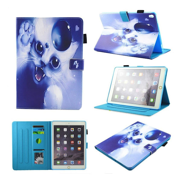 iPad Air (2019) mønster lædercover - kat griber efter boble Multicolor