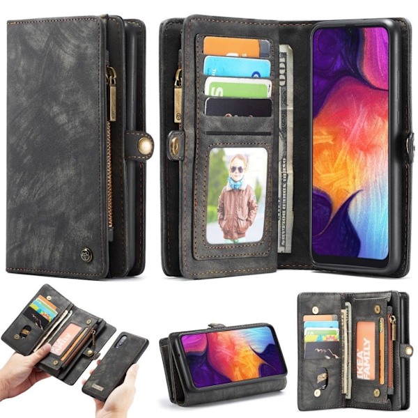 CaseMe Samsung Galaxy A50 Zipper Wallet Etui - Sort Black