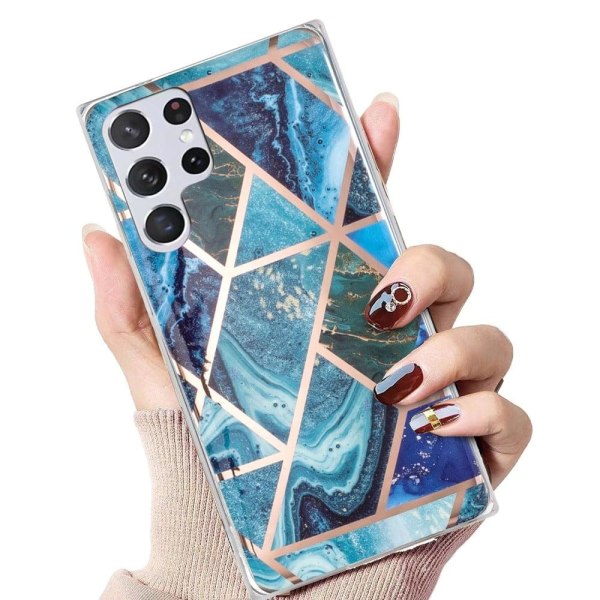 Deco Samsung Galaxy S23 Ultra Suojakotelo - Sininen / Vihreä Marble Blue
