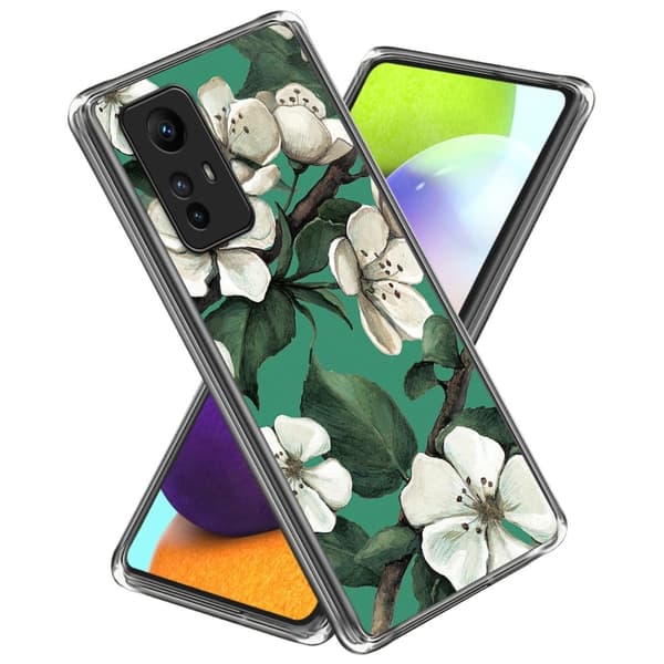 Deco Xiaomi Redmi Note 12S cover - Hvide Blomster Green