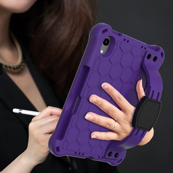 EVA-tabletskal med bikagestruktur og skulderrem iPad mini (2021) - Lilla / Sort Purple