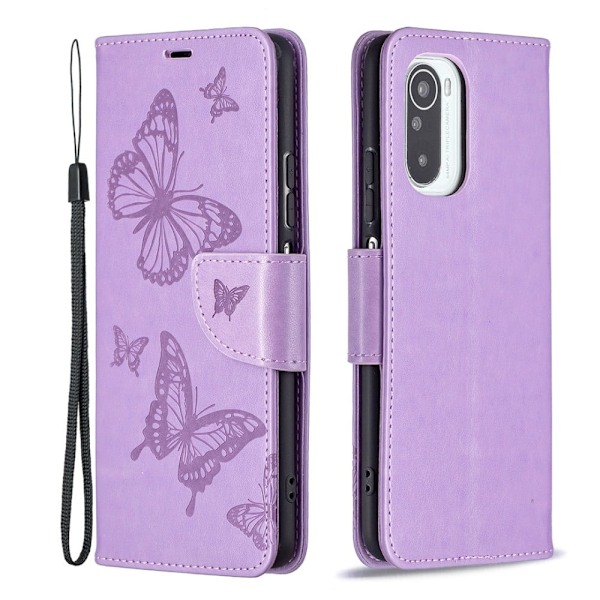 Butterfly Xiaomi Mi 11i / Xiaomi Redmi K40 Pro Plus / Xiaomi Redmi K40 Pro / Xiaomi Redmi K40 / Xiaomi Poco F3 nahkakotelo - Violetti Purple