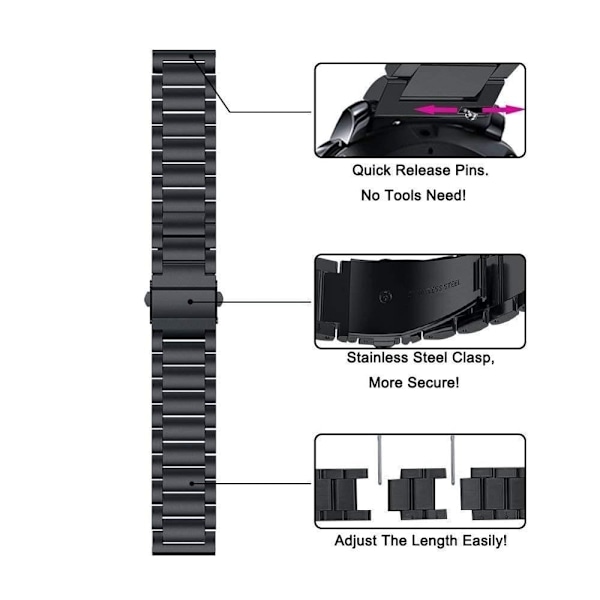 18 mm Universal klockarmband i titanstål - Svart Svart