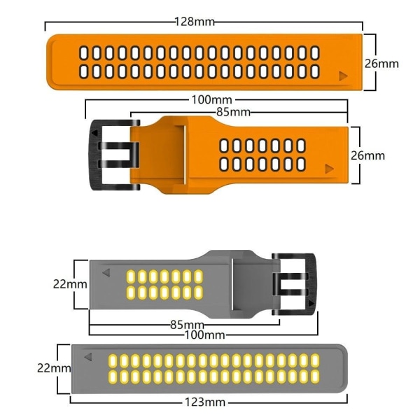 Garmin Fenix 7 klockarmband i silikon med dubbla färger - Orange / Svart Orange