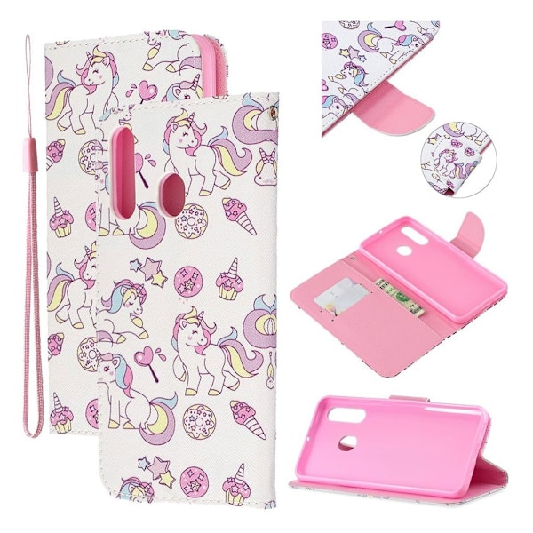 Wonderland Samsung Galaxy A60  etui - Enhjørning og Doughnut Multicolor