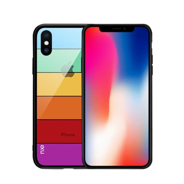 NXE iPhone Xs Max mobilskal tempererat glas silikon transparent – Stil D multifärg