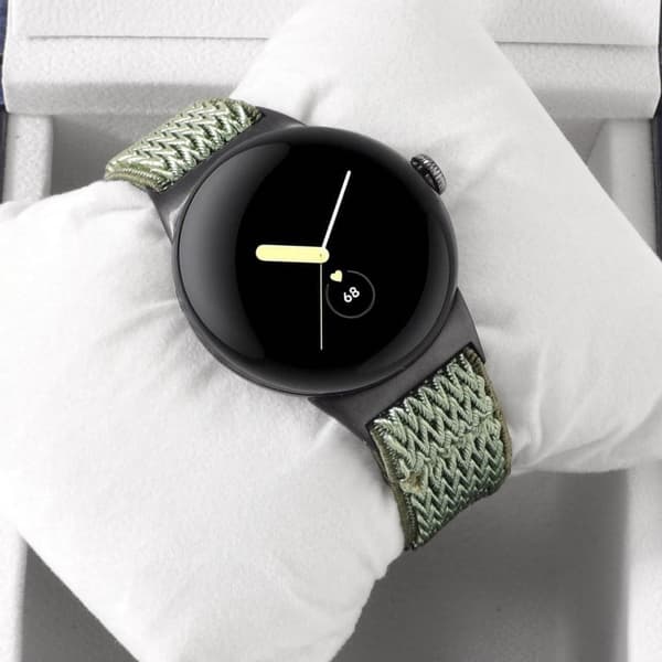 Google Pixel Watch 2 / Pixel Watch Nylonflätat klockarmband Wave handledsrem - Grön Grön