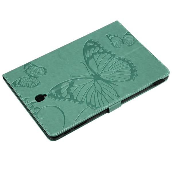 Samsung Galaxy Tab S4 trykt sommerfugl læder flip etui - Cyan Green