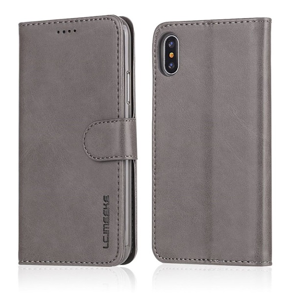 LC.IMEEKE iPhone X flip etui - Sølv/Grå Silver grey