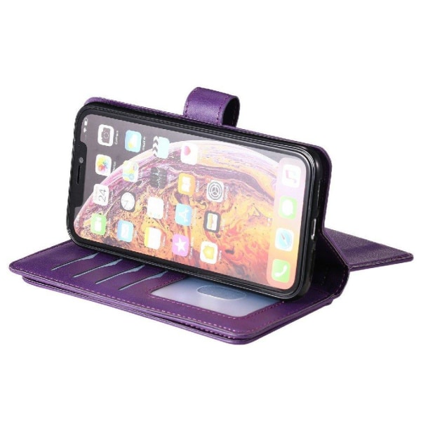 10-slot Lompakko Suojakotelo For iPhone Xr - Violetti Purple