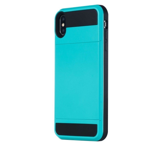 iPhone Xs Max Hybriidi muovinen takasuoja kuori kortti paikalla - Vaalean Sininen Blue