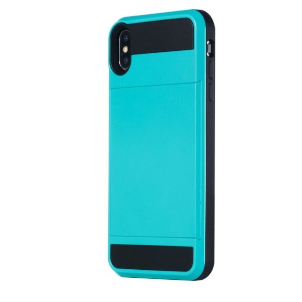 iPhone Xs Max mobilskal plast silikon korthållare - Ljusblå Blå