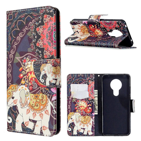 Wonderland Nokia 5.3 Etui - Blomst og Elefant Multicolor