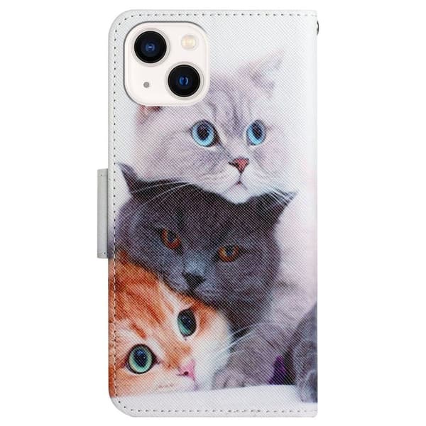 Wonderland iPhone 14 Läppäkotelo - Three Cats Multicolor