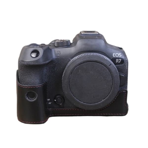 Canon EOS R7 læderbetræk til halvdelen af kroppen - Sort Black
