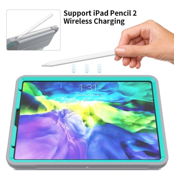 iPad Pro 11 inch (2020) elegant tri-fold case - Grey / Baby Blue Silver grey