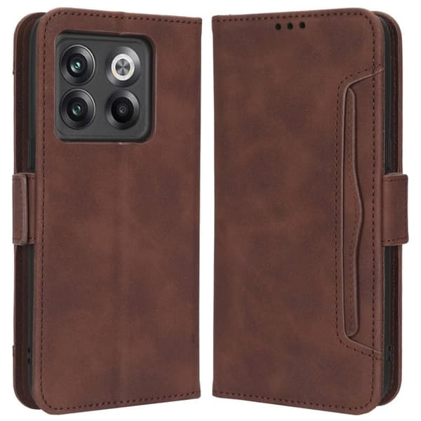 Stilfuldt Læder Etui med Pung til OnePlus Ace Pro / 10t - Brun Brown
