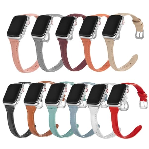 Apple Watch Series 6 / 5 44mm simple leather watch band - Pink Rosa