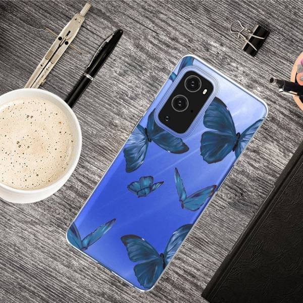 Butterfly läder OnePlus 9 Pro fodral - Blå Blå