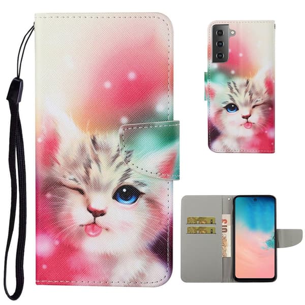 Wonderland Samsung Galaxy S21 Flip etui - Sød kat Multicolor