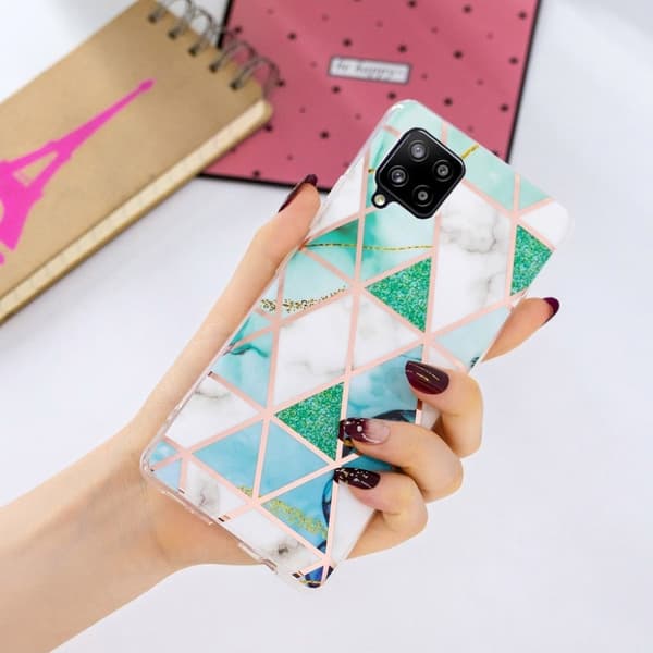 Marmormotiv Samsung Galaxy A42 5G skal - Vit / Cyan Grön