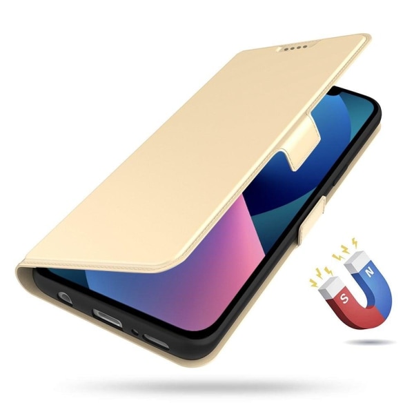 Smooth And Thin Premium Pu Nahkakotelo For iPhone 13 Pro - Kulta Gold