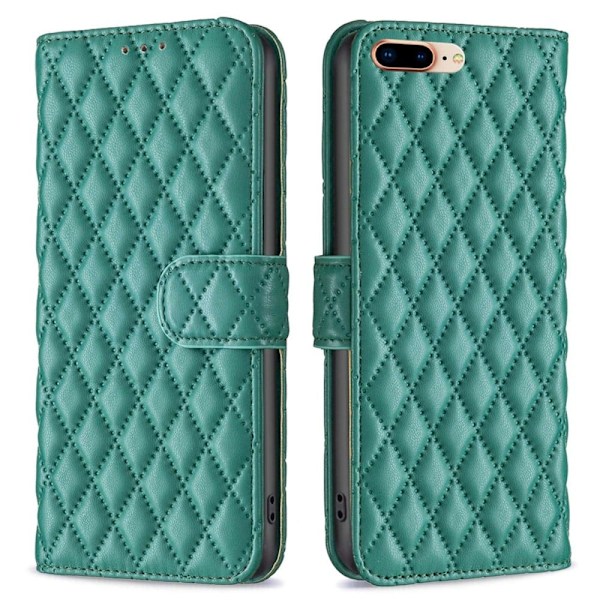 Rhombus mat iPhone 7 Plus flip etui - Grøn Green