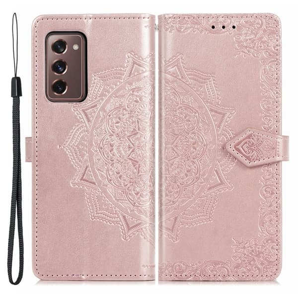 Mandala Samsung Galaxy Z Fold2 5G Läppäkotelo - Ruusukulta Pink