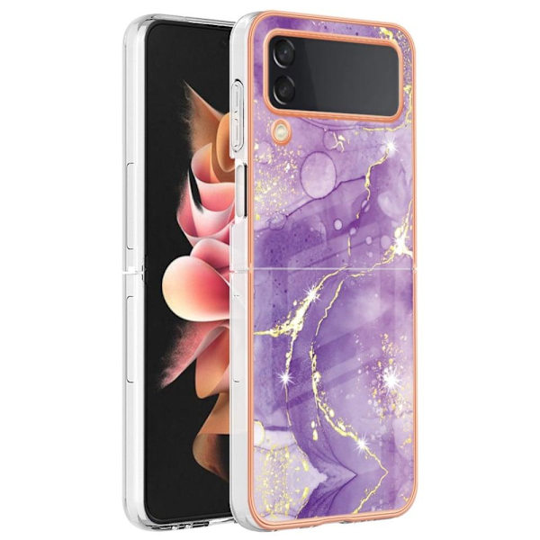 Marble Samsung Galaxy Z Flip4 Etui - Lilla Marmor Purple