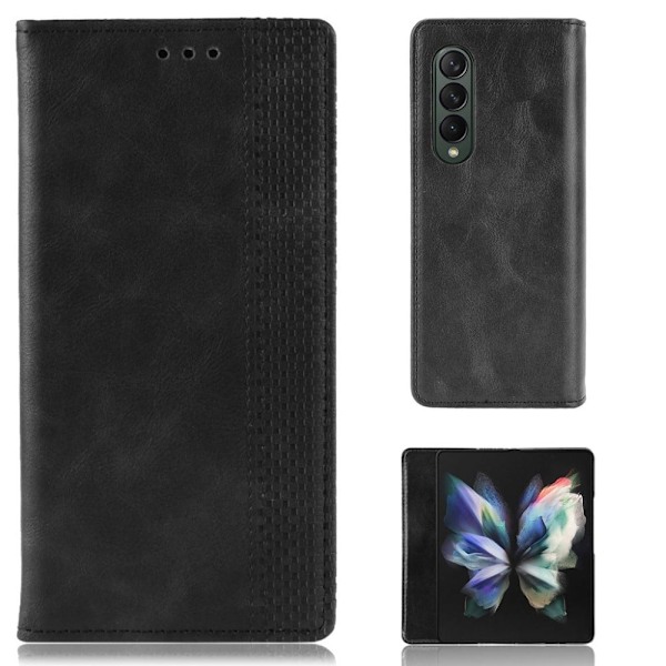 Bofink Vintage läder Samsung Galaxy Z Fold3 5G fodral - Svart Svart