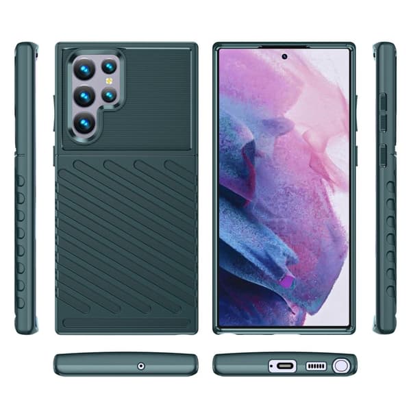 Thunder Samsung Galaxy S22 Ultra Etui - Grøn Green