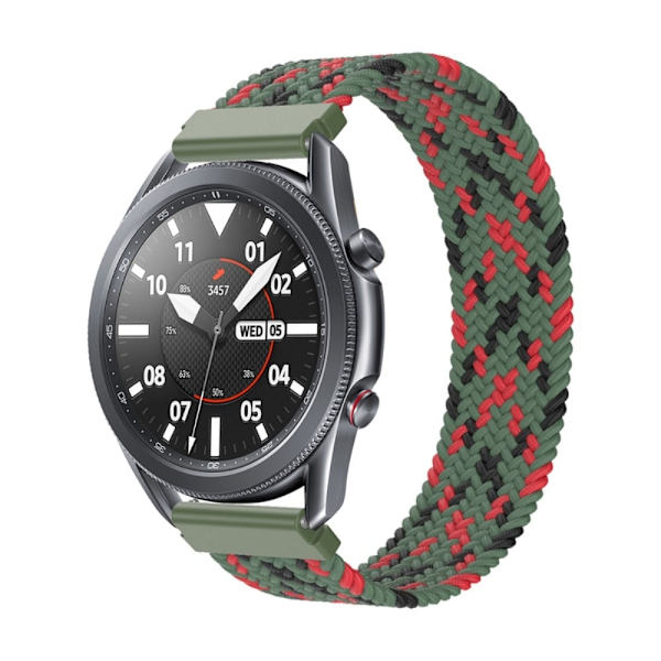 Samsung Galaxy Watch 3 (45 mm) elastisk nylon-urrem - Sort / Grøn / Rød Størrelse: M Multicolor