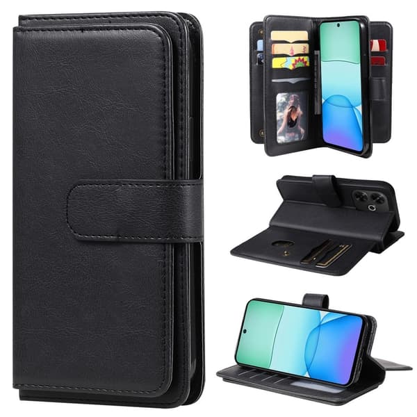 Xiaomi Redmi Note 13R / Xiaomi Redmi 13 etui med pung & 10 kortpladser - Sort Black