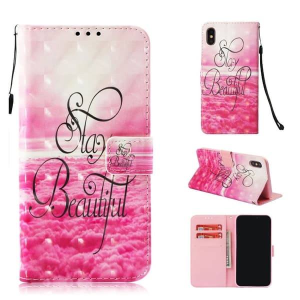 iPhone Xs Max flip cover i mønstret læder - Stay Beautiful Multicolor