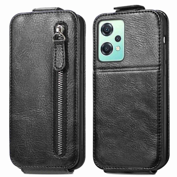 Vertical Flip Phone Suojakotelo With Zipper For OnePlus Nord CE 2 Lite 5G - Musta Black