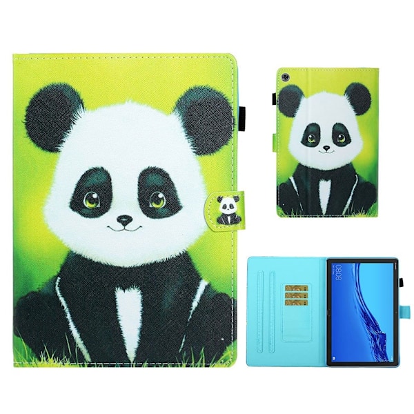 Huawei MediaPad M5 Lite 10 mönstrat flipfodral i läder - Panda multifärg