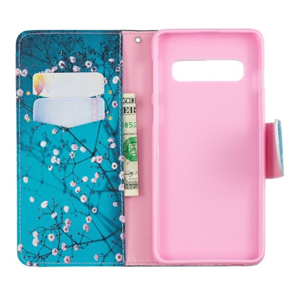 Samsung Galaxy S10 printtikuosi nahkainen flip suojakotelo - Wintersweet Multicolor
