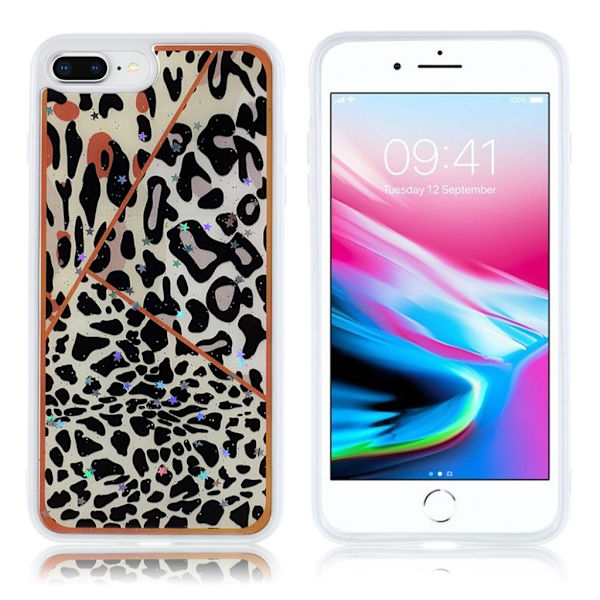 Marmormotiv iPhone 7 Plus skal - Leopard Svart