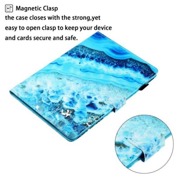 iPad 10.2 (2019) stylish patterned leather flip case - Sea Wave Blue