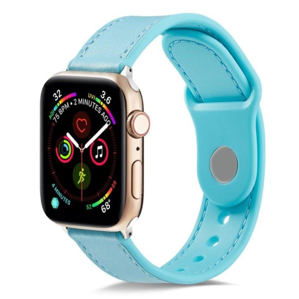 Apple Watch serie 4 44mm ægte læderurrem - himmelblå Blue