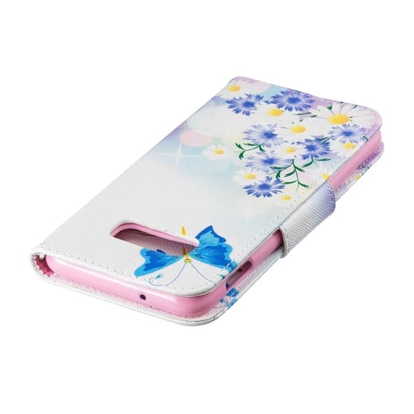 Samsung Galaxy S10e trykt mønster læder flip etui - Blå Sommerfugle Blue