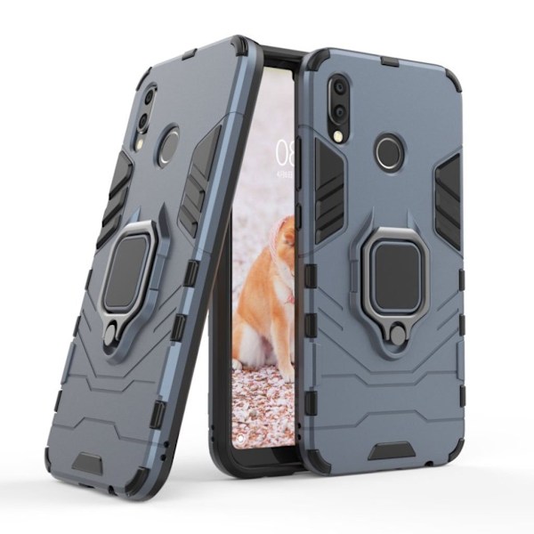 Huawei P20 Lite beskyttelsesetui i kombimaterialer med indbygget stativ - Grå Silver grey