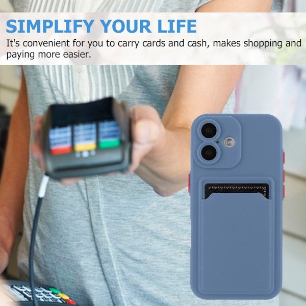 Kortholder cover til iPhone 16 - Grå Blå Silver grey