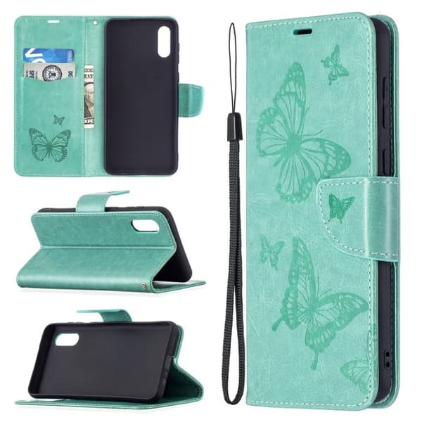 Butterfly Samsung Galaxy M02 / A02 Flip Etui - Grøn Green