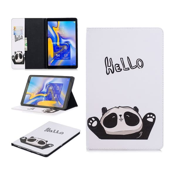 Samsung Galaxy Tab A 10.5 mönstrat flipfodral i läder - Hej Panda multifärg